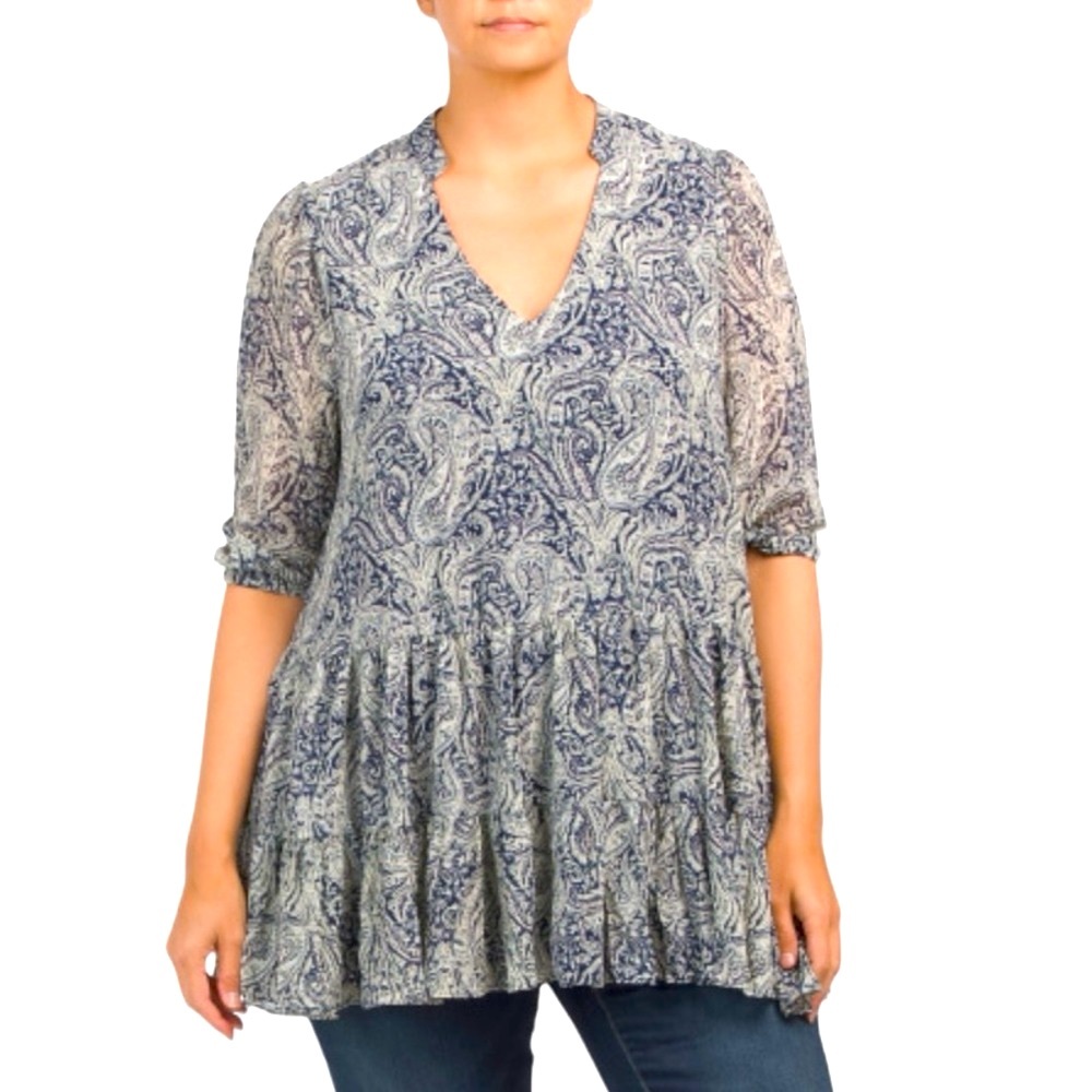 Melloday Paisley Peplum Tunic Top